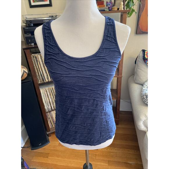 Toad Co Tank Top S Navy Blue Samba Tank Sleeveless Wave Texture Organic Stretch - Picture 7 of 12